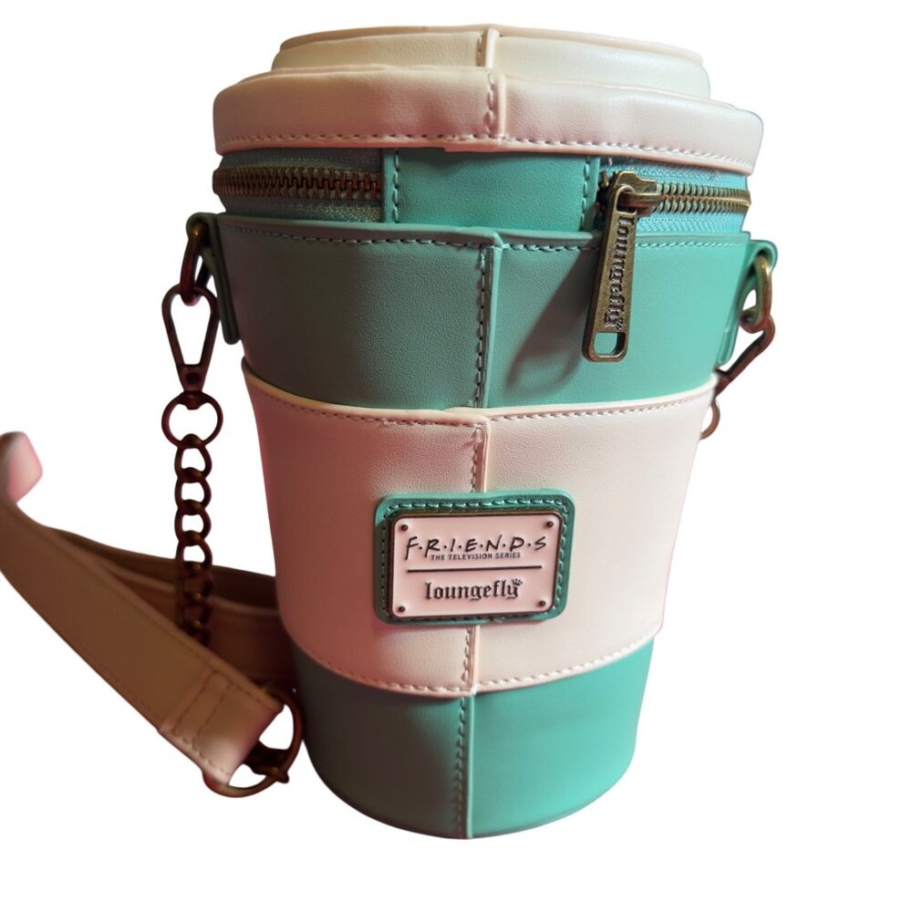Friends Central Perk Coffee Cup-Shaped Loungefly Crossbody Bag With Chain Strap - Picture 3 of 7